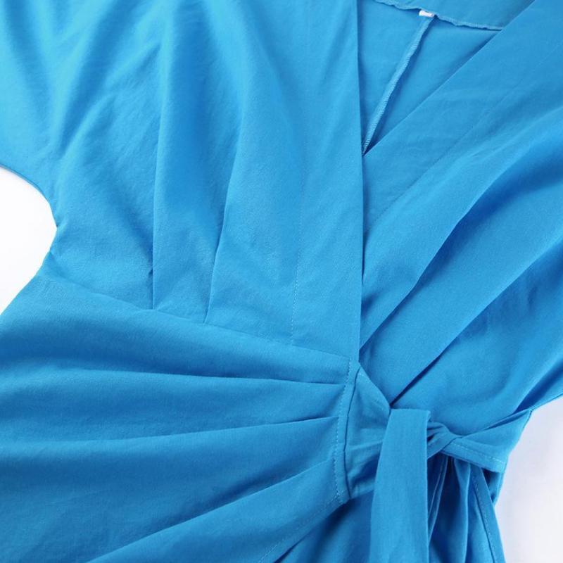 Cotton Linen Cardigan Long-Sleeved Design Sense Irregular Mini Dress