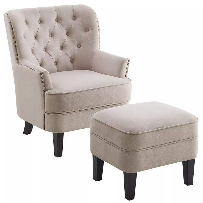 🔥BIG SALE!!! Elroy 32” Wide Tufted Wingback Chair and Ottoman🔥