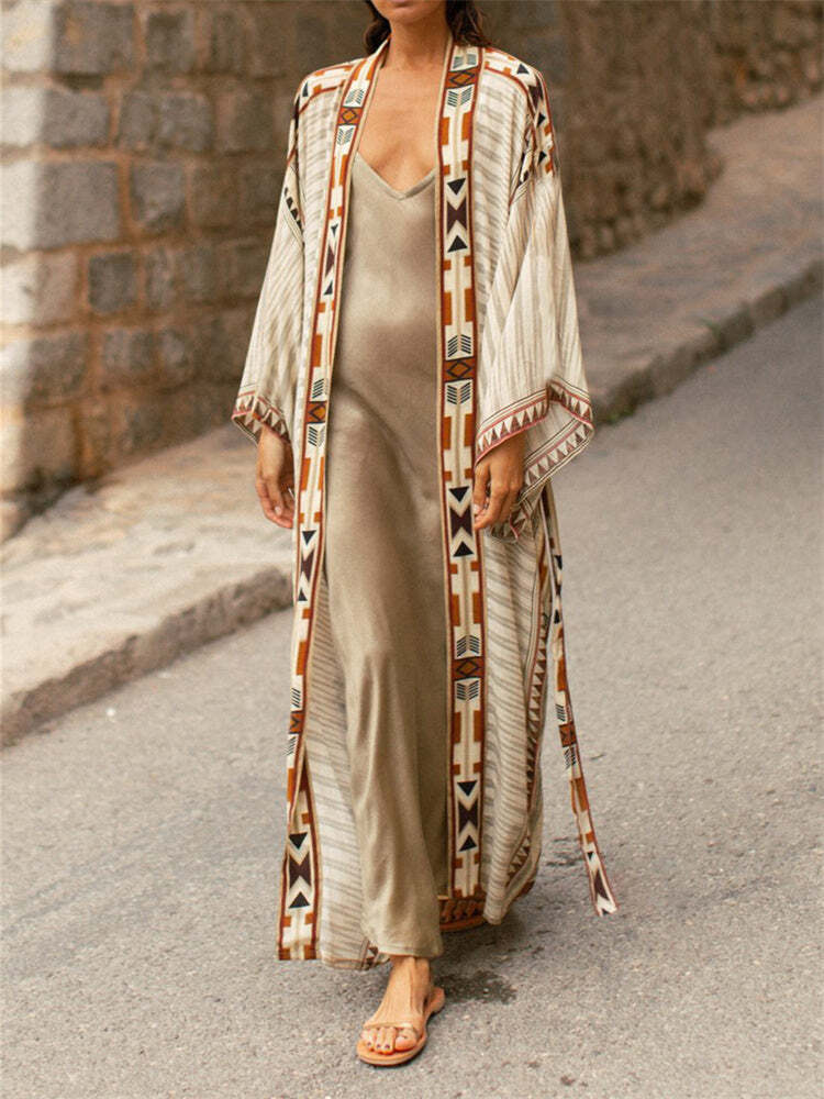 Western Ethnic Aztec Loose Fit Kimono Robe