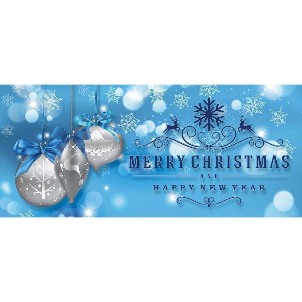 🎁Silver Christmas Ornaments on Blue Christmas Garage Door Decor  for Double Car Garage