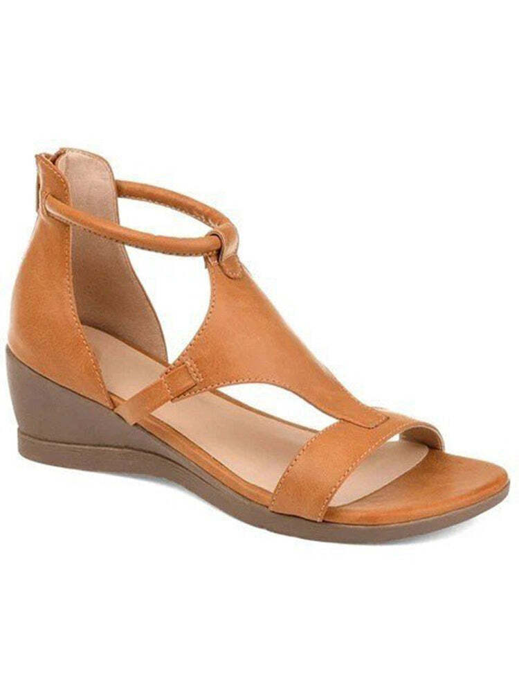 Simple Style Comfy Wedge Sandals