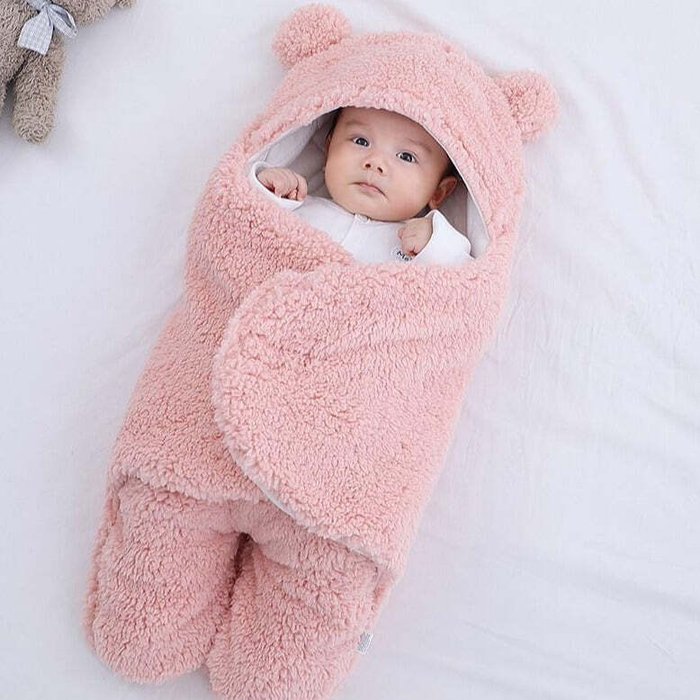 Newborn Baby Bear Soft Blankets - Pink