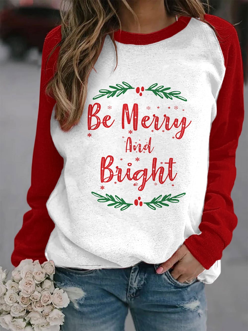 Women's Be Merry and Bright-Christmas Casual Sweatshirt