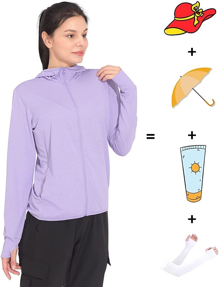 Sun Protection Hoodie Jackets UV Clothing UPF 50+ Long Sleeve Shirts Hiking Golf Fishing Lightweight Quick Dry