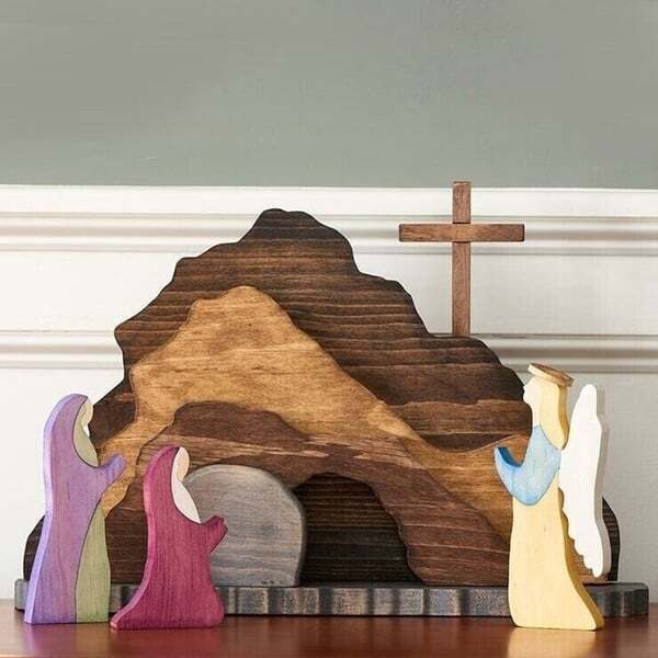 Jesus Tomb-Easter Scene Wooden Decoration