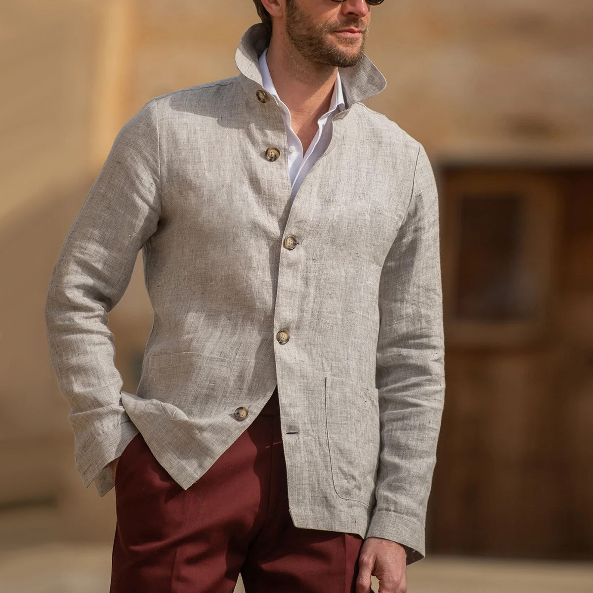 Men's Oversized Linen Simple Loose Jacket