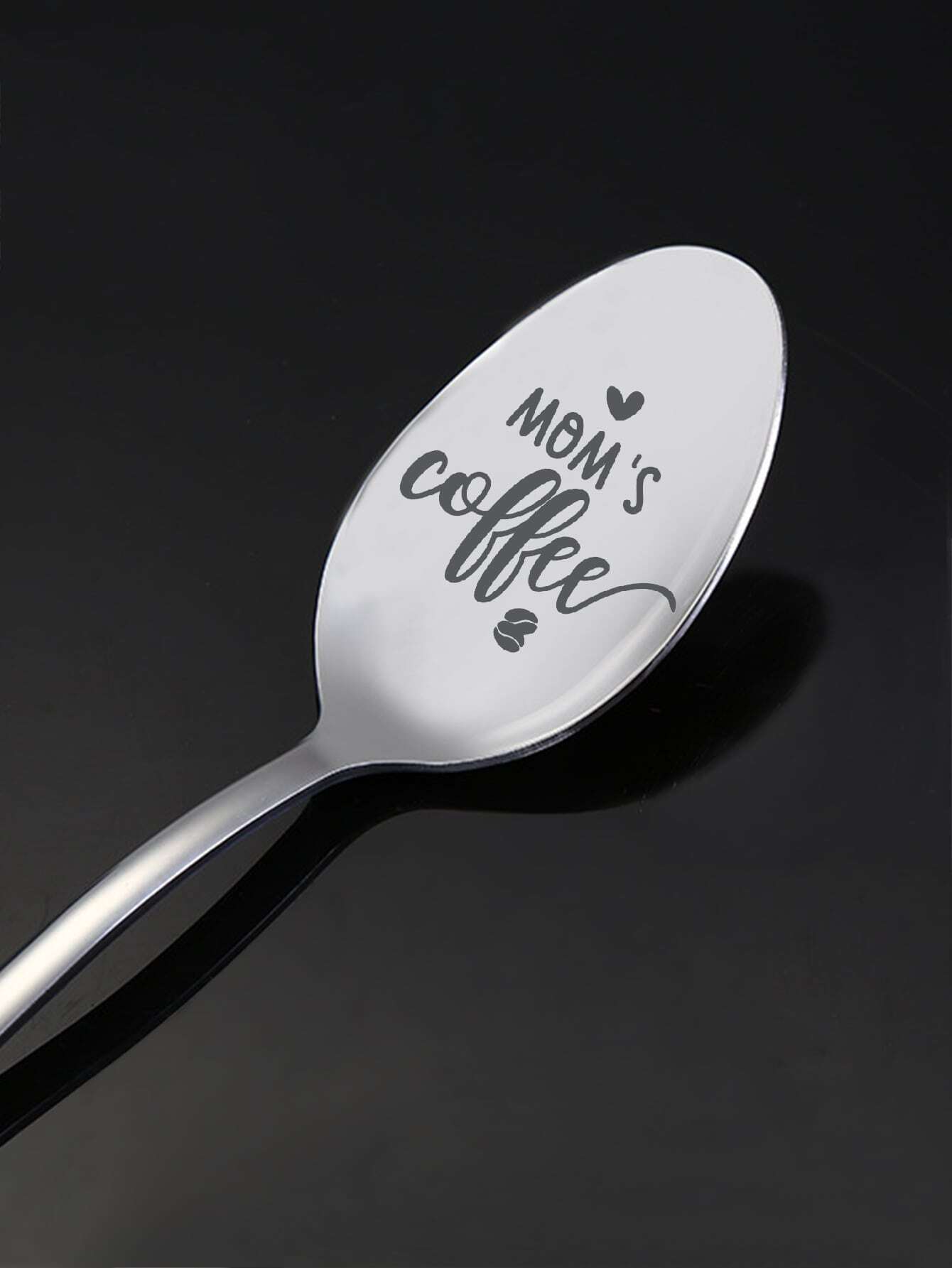 1pc Slogan Graphic Spoon, Silver Stainless Steel Spoon For Dining