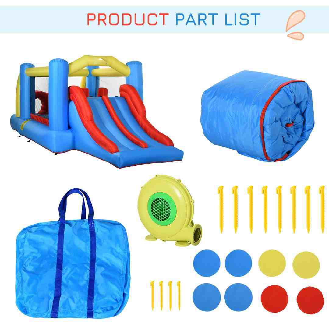 3-in-1 Kids Inflatable Bounce House Jumping Castle with Slide, Climbing Walls, & Trampoline