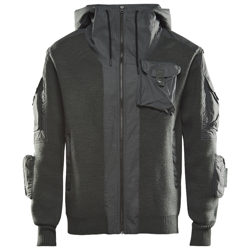 Men's Multi-pocket Tactical Stitching Warm Hoodie Jacket