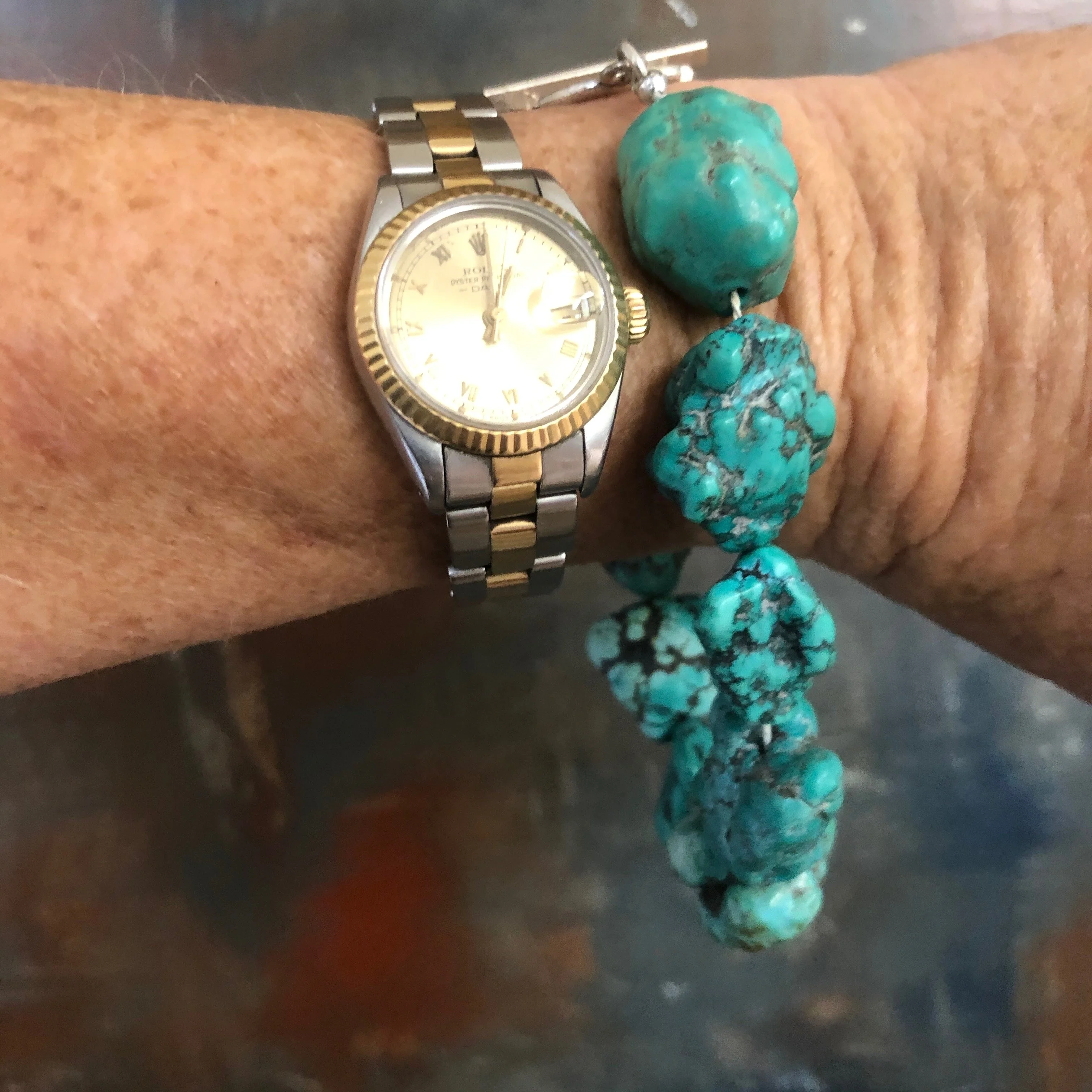 Turquoise Dyed Howlite Nugget Bracelet Or Anklet 10
