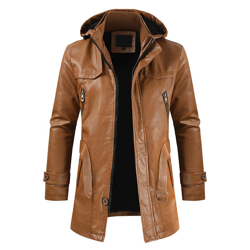 Casual Fashion PU With Belt Men's Jacket