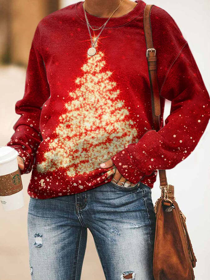 Women's Shiny Christmas Tree🎄 Print Sweatshirt