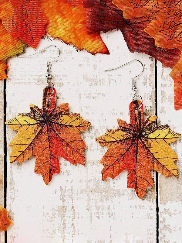 Maple Leaf Plaid Leather Earrings