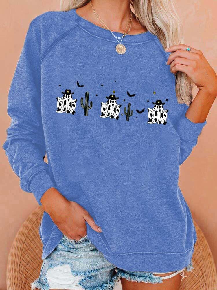 Women's Halloween Cow Print Casual Sweatshirt