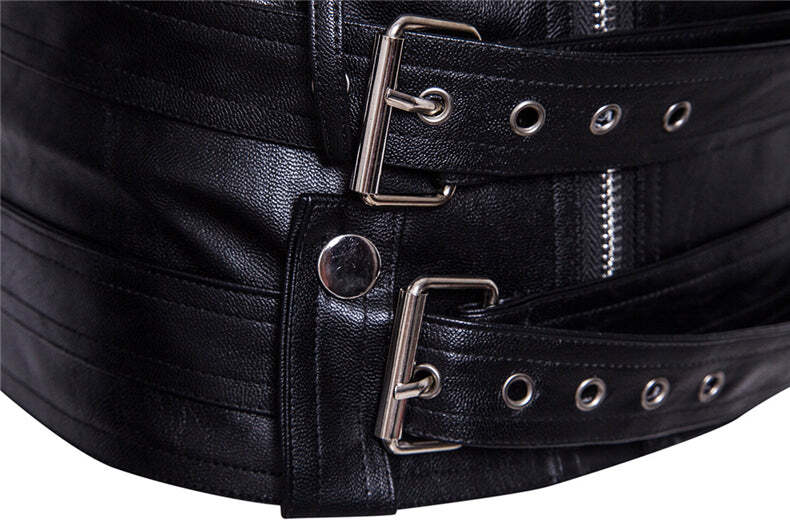 Mens Slim Fit Faux Leather Bikers Jacket With Adjustable Waist Belt
