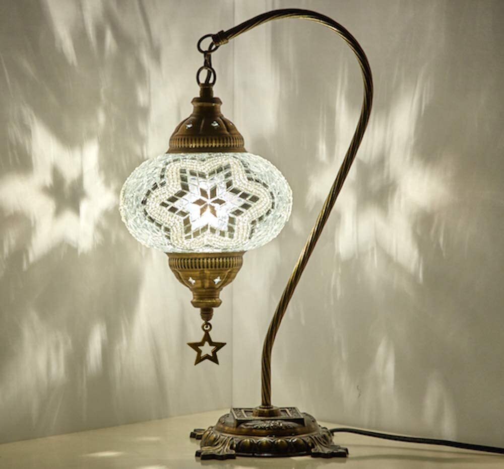 Colorful Mosaic Gooseneck Table Bedside Lamp