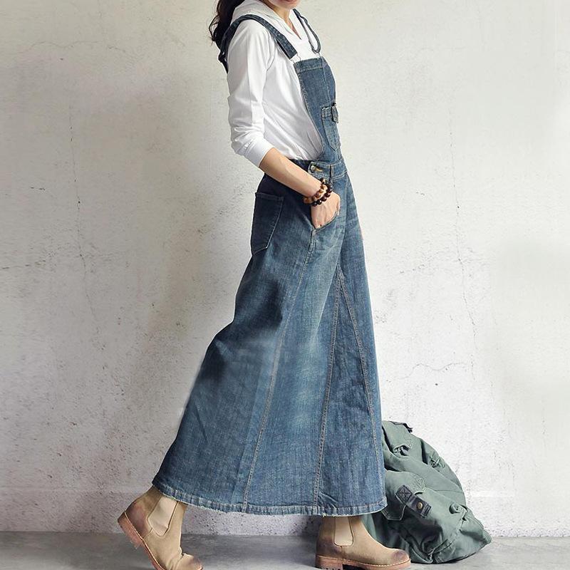 Jean Dress Skirt with Loose Straps