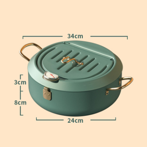 (304 stainless steel material) Morandi green temperature-controlled fryer