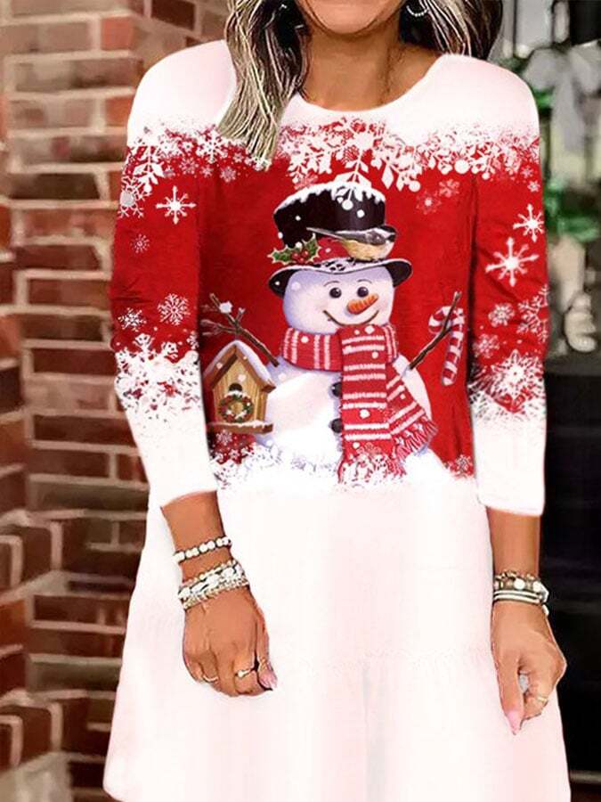 Fashion Snowman Print Dress