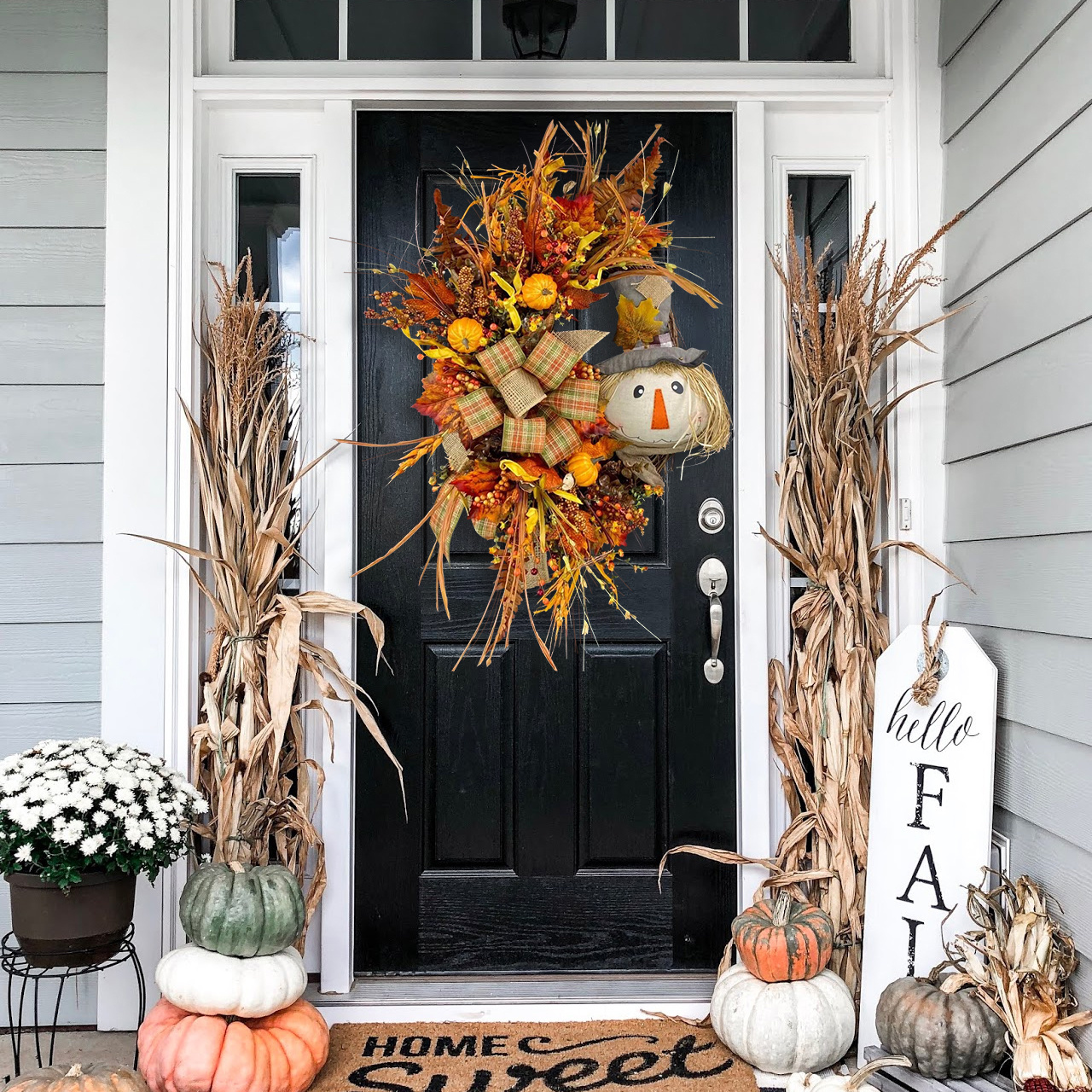 🎃Fall Halloween 49% OFF🔥Scarecrow Fall Wreath for Front Door