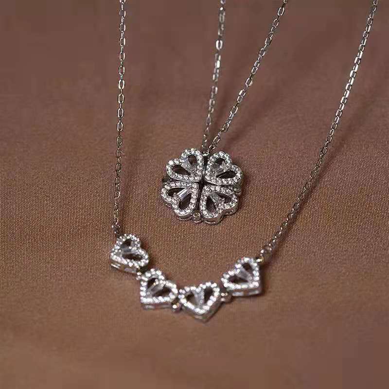 Four Leaves Heart Shape Necklace