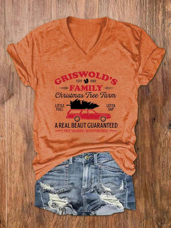 Women's Griswold Family Christmas Print V-Neck T-Shirt