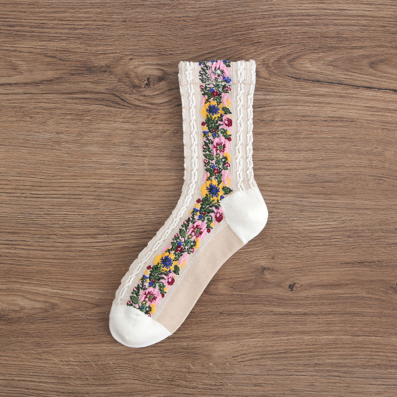 Retro Ethnic Flower Embroidery Socks
